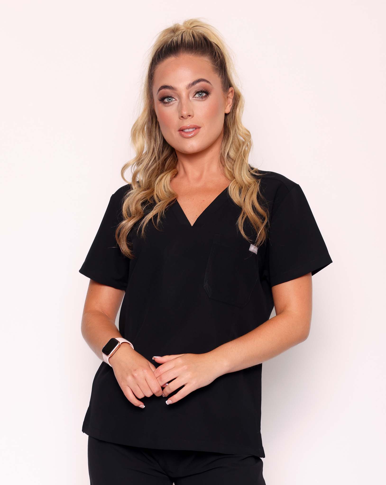 Nova Modern Scrub Top - Black