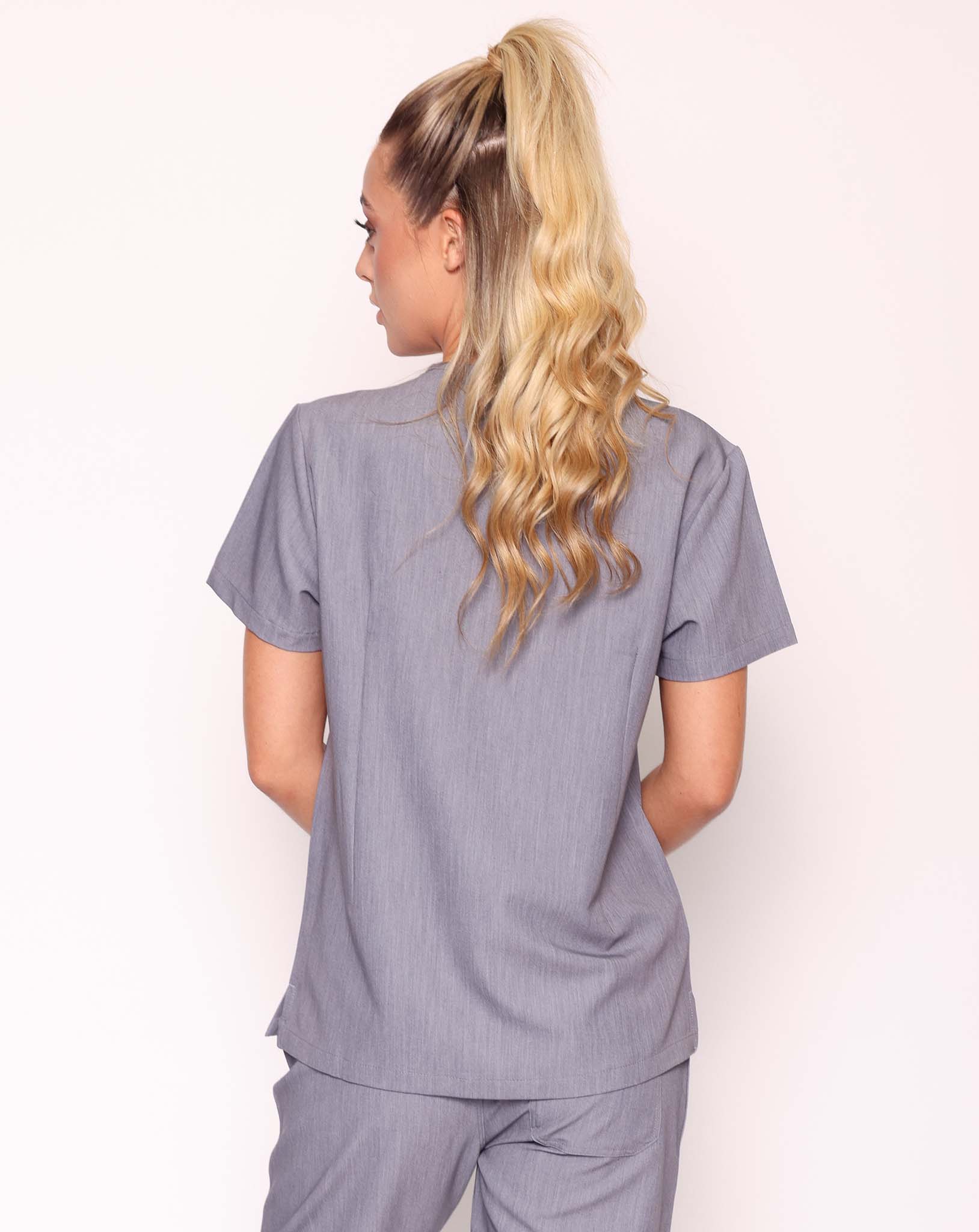 Nova Modern Scrub Top - Charcoal