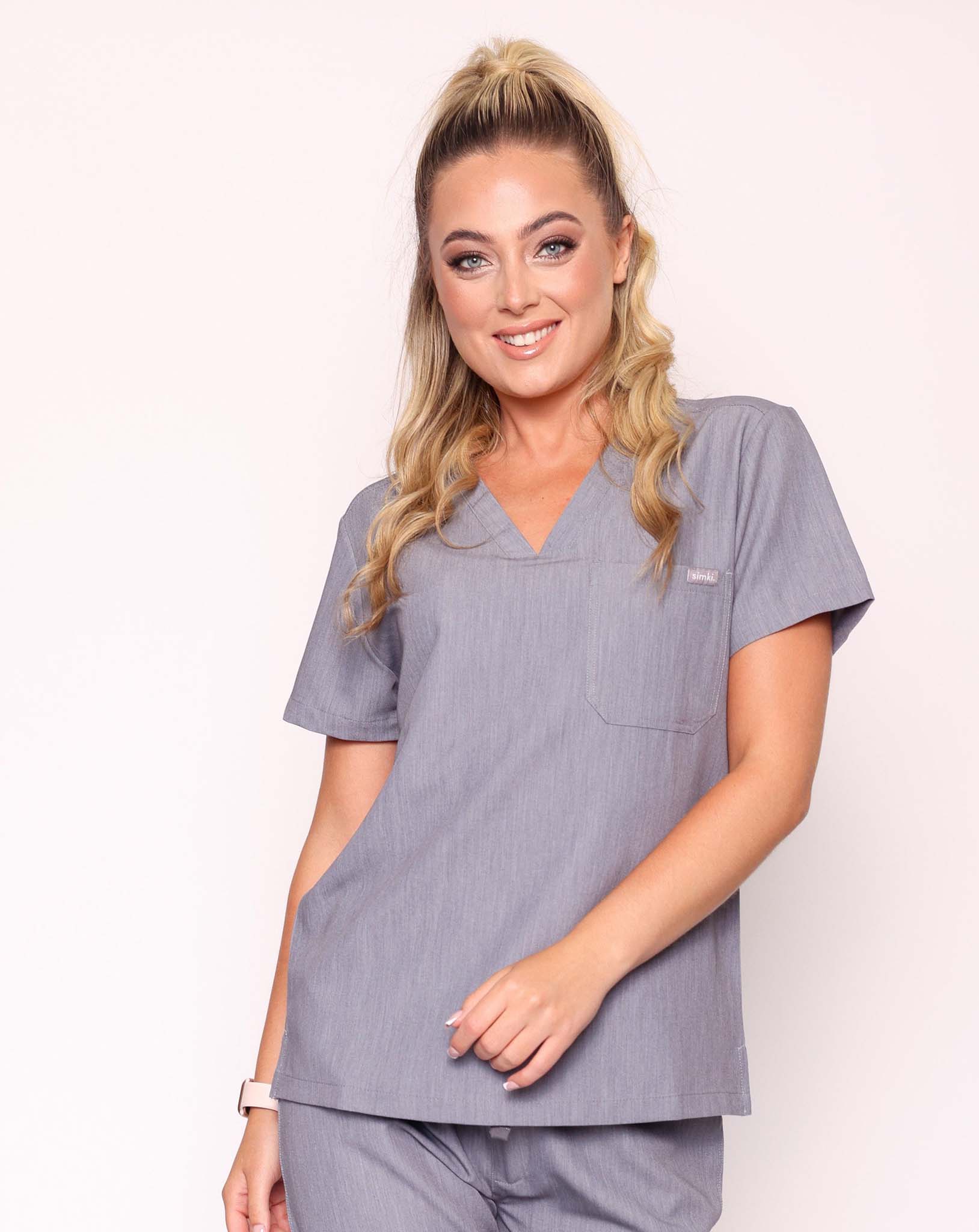 Nova Modern Scrub Top - Charcoal