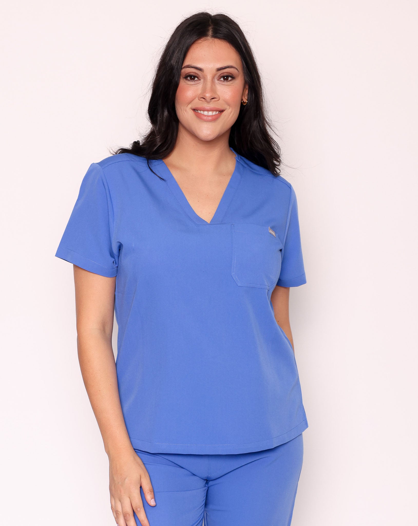 Nova Modern Scrub Top - Ciel Blue