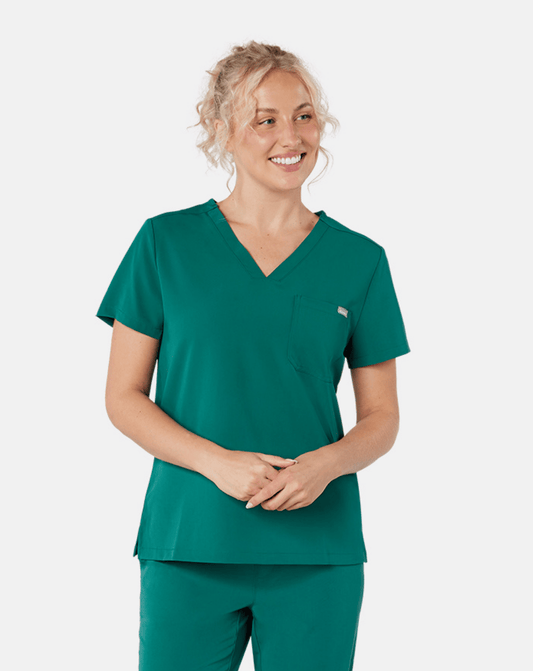 Nova Women's Modern Scrub Top | Hunter Green