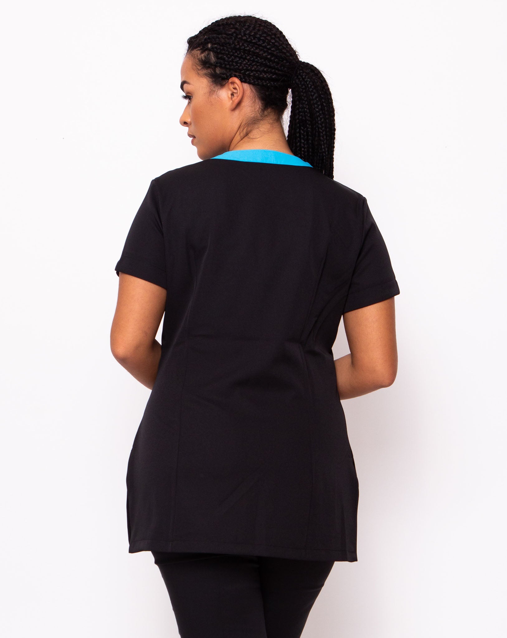 Ribbon Contrast Trim Beauty Tunic - Black / Teal