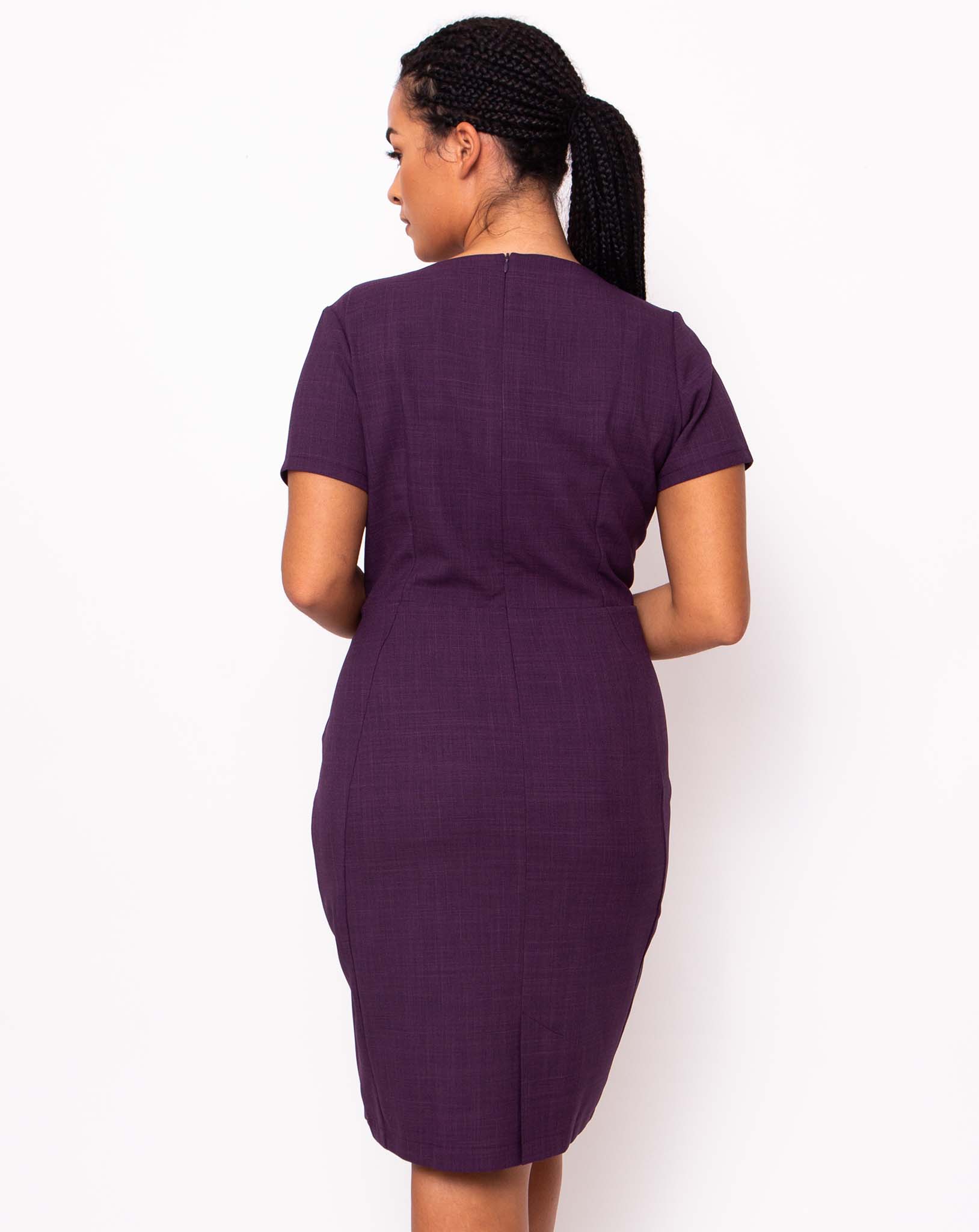 Shine V-Neck Dress - Plum