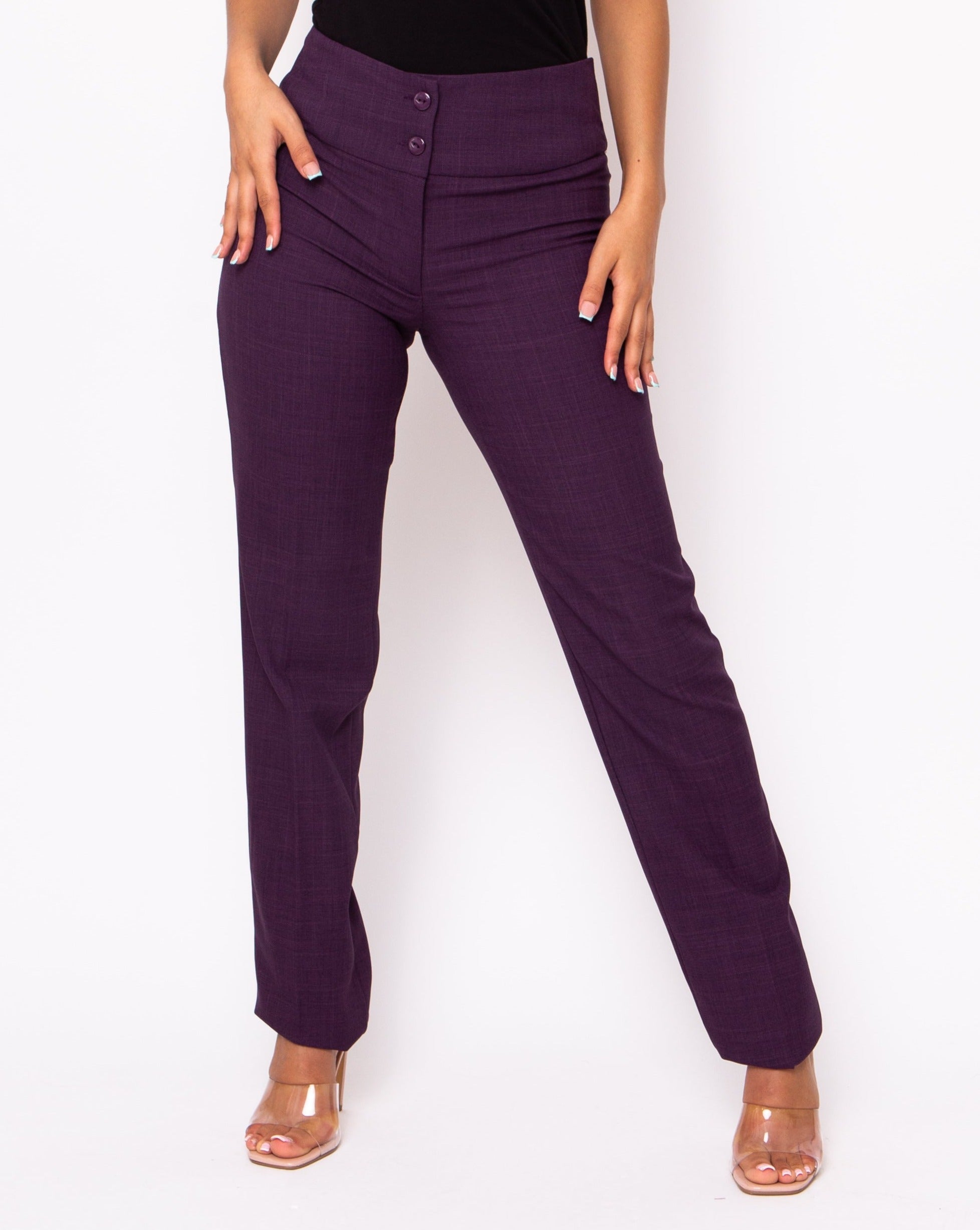 Signature Tailored Fit Trousers - Plum