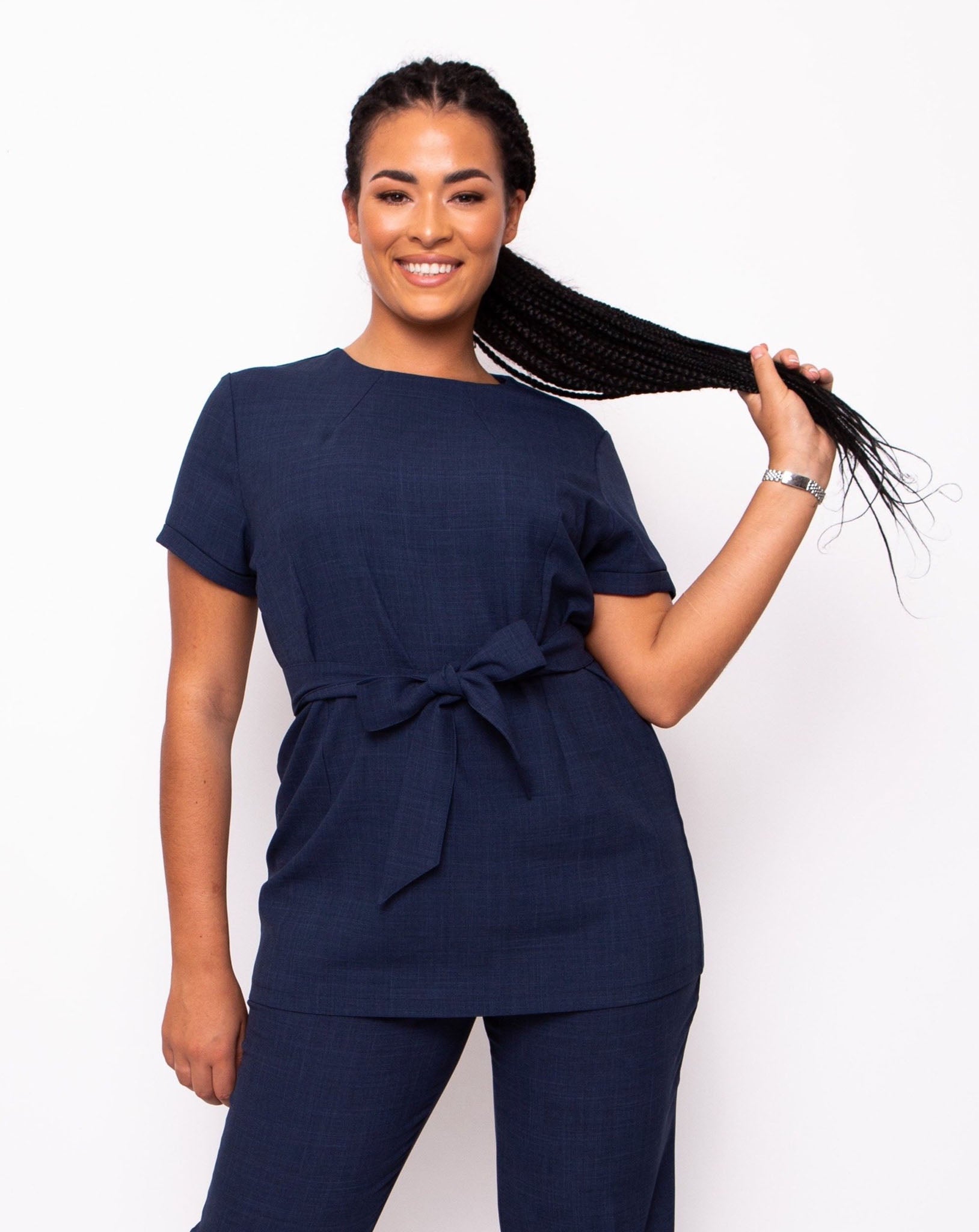 The One' Waist Tie Tunic - Midnight Navy