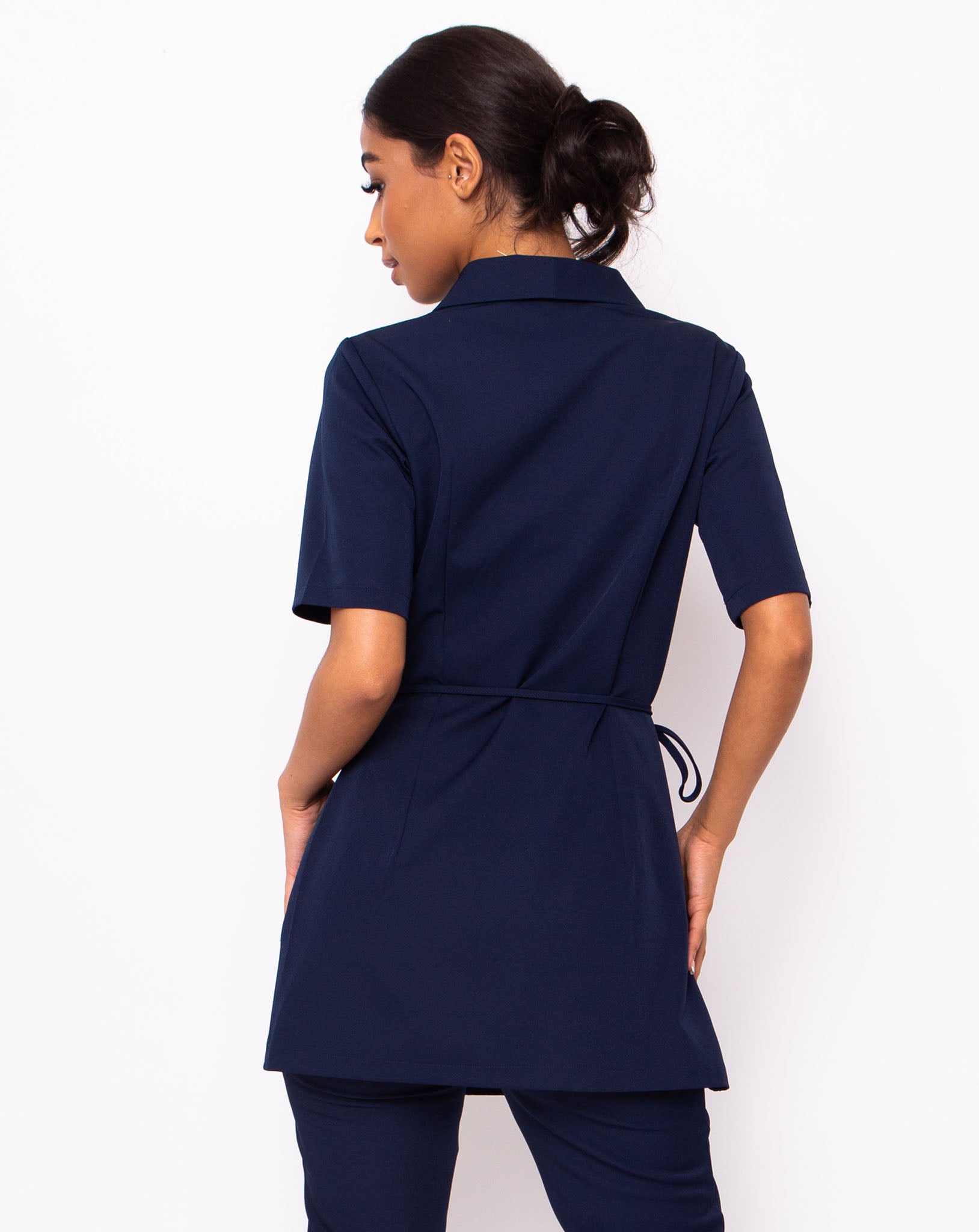 Virtue Adjustable Wrap Front Tunic - Navy