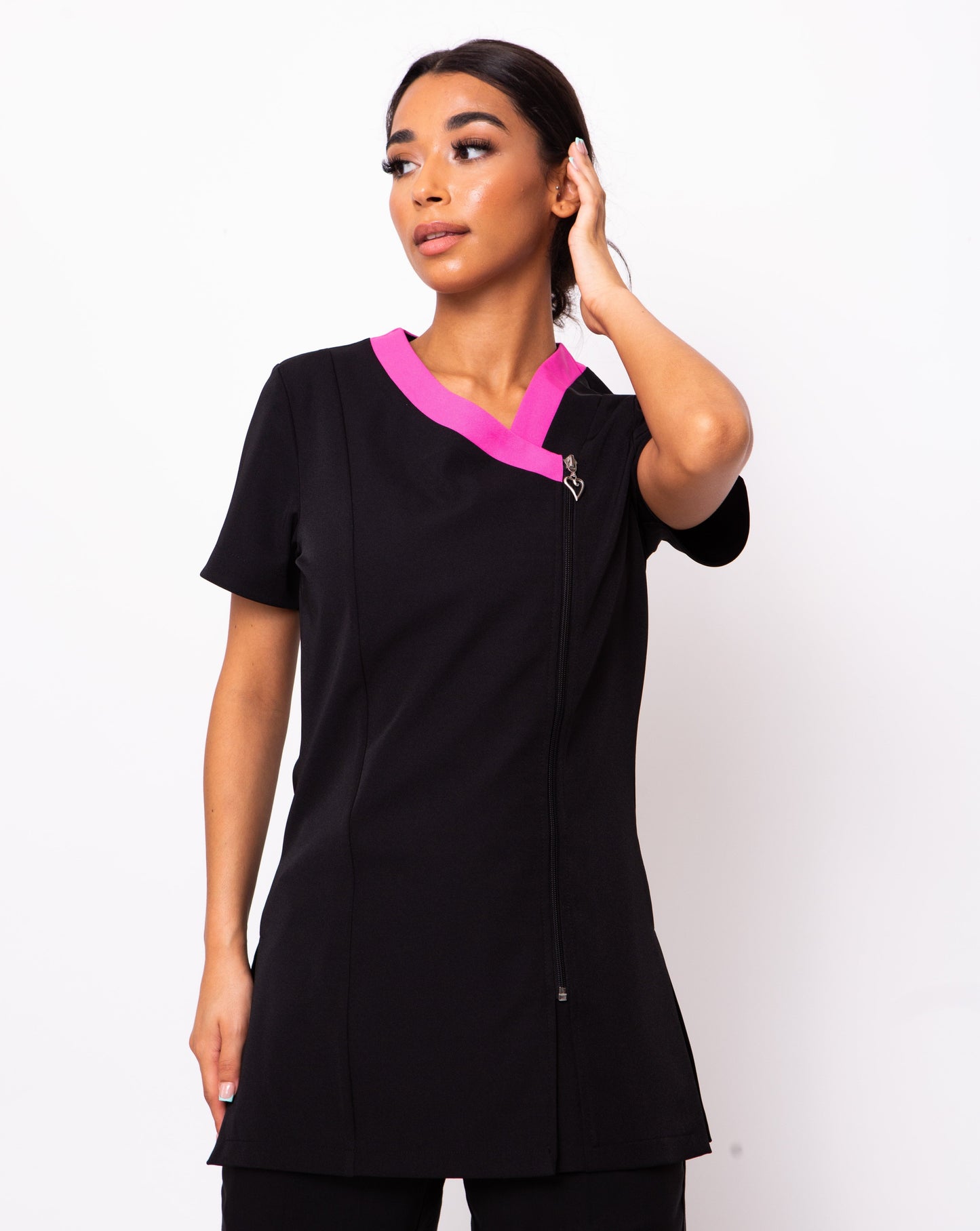 Black beauty tunic with hot pink trim