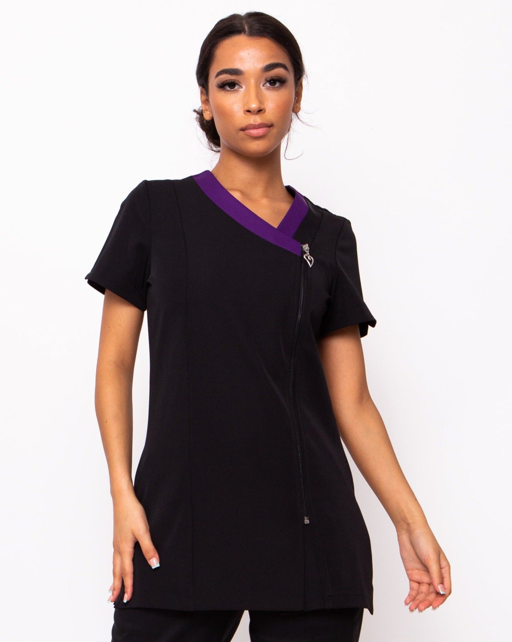 black and purple beauty tunic and trousers