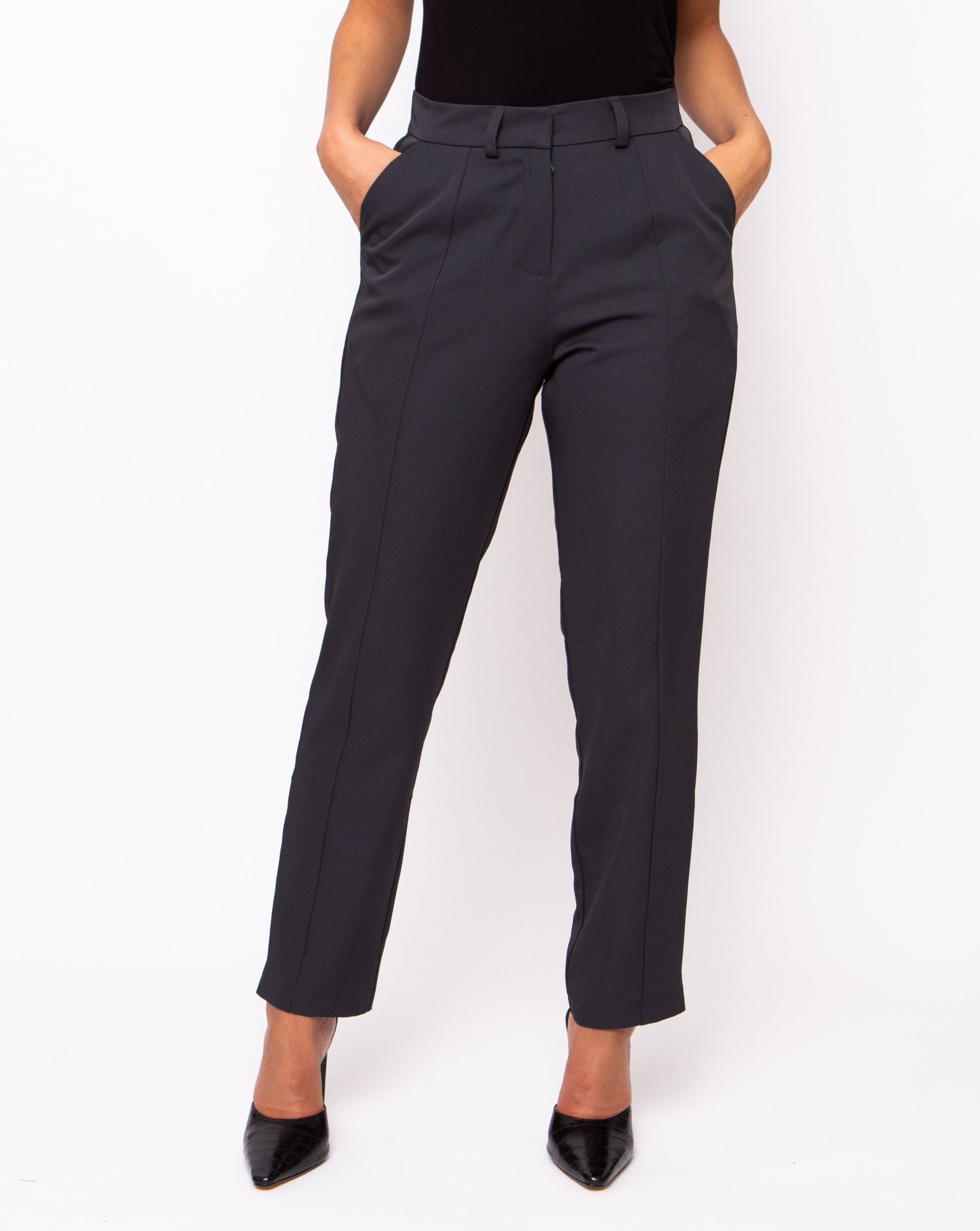 Cosmopolitan Waist Tie-Belt Trousers - Slate Grey