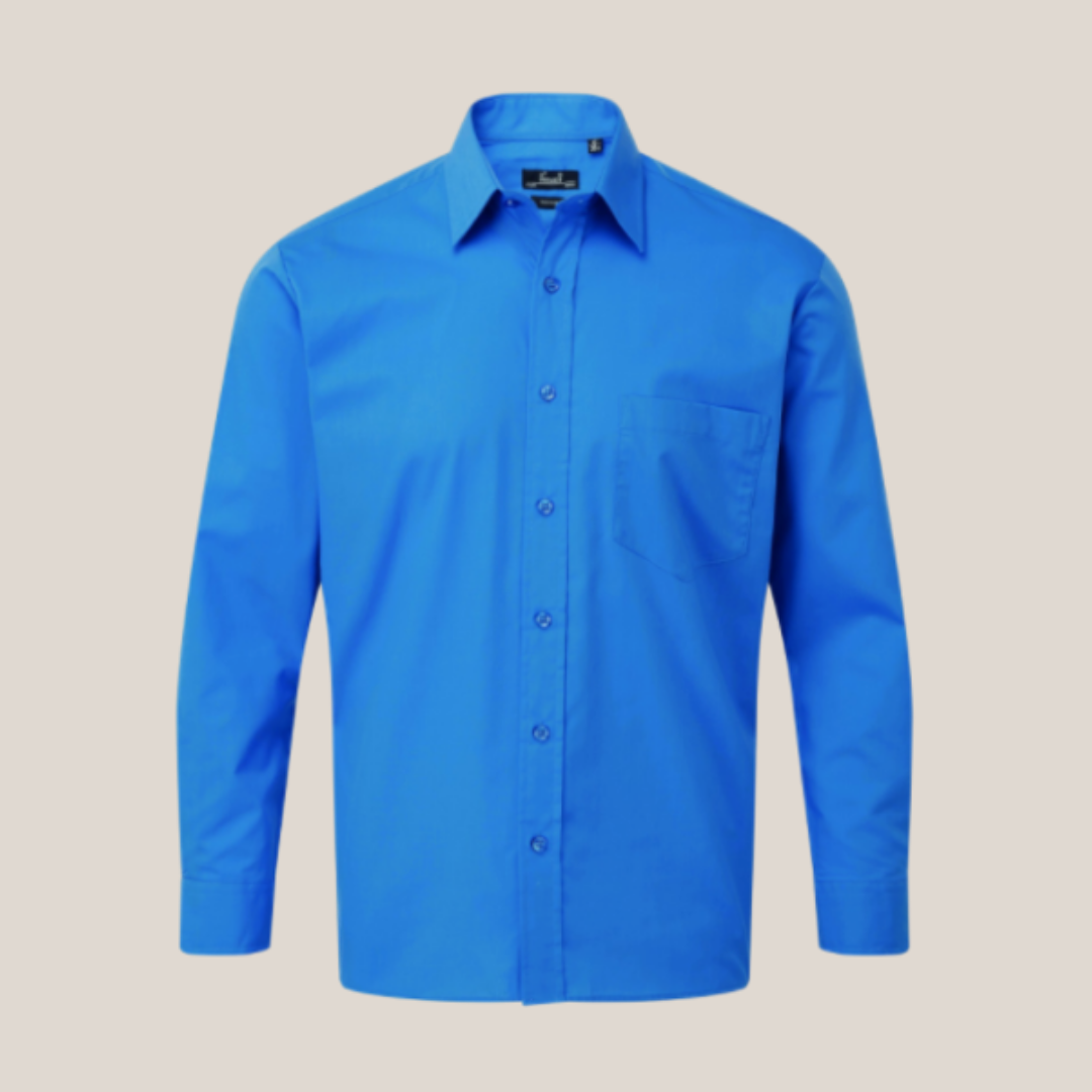 Premier Long Sleeve Poplin Shirt Bright Colours Orange Shirt Mens