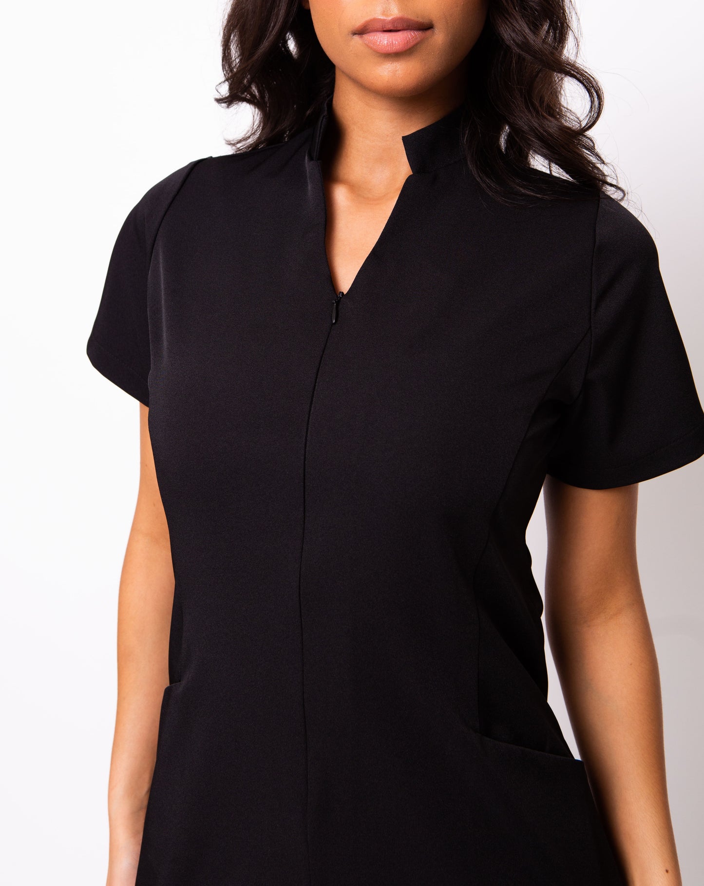 black hairdressing tunic with pockets