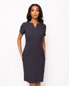 Couture V-Neck Work Dress (Textured Stretch)