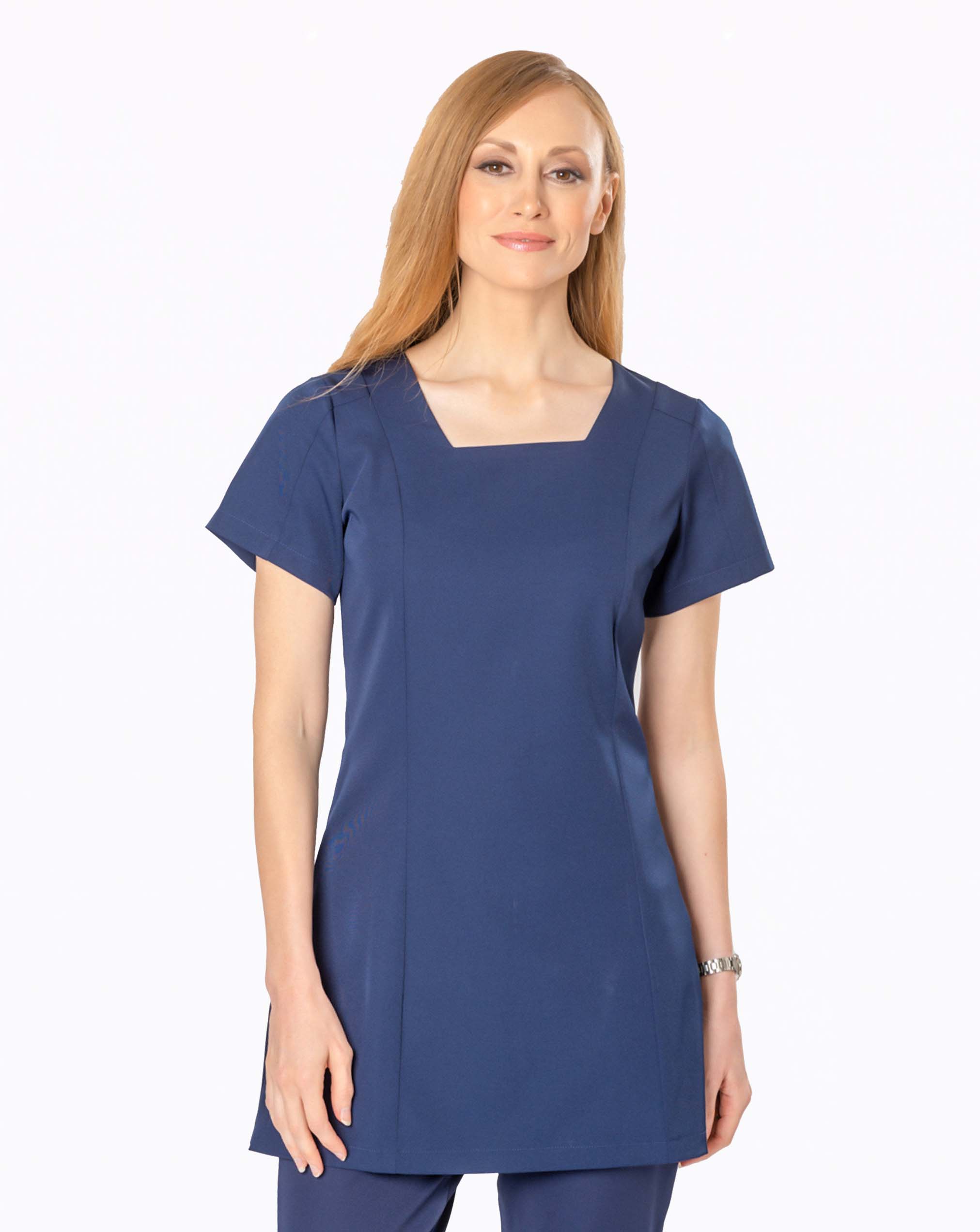 Chic Square Neck Beauty Tunic - Navy