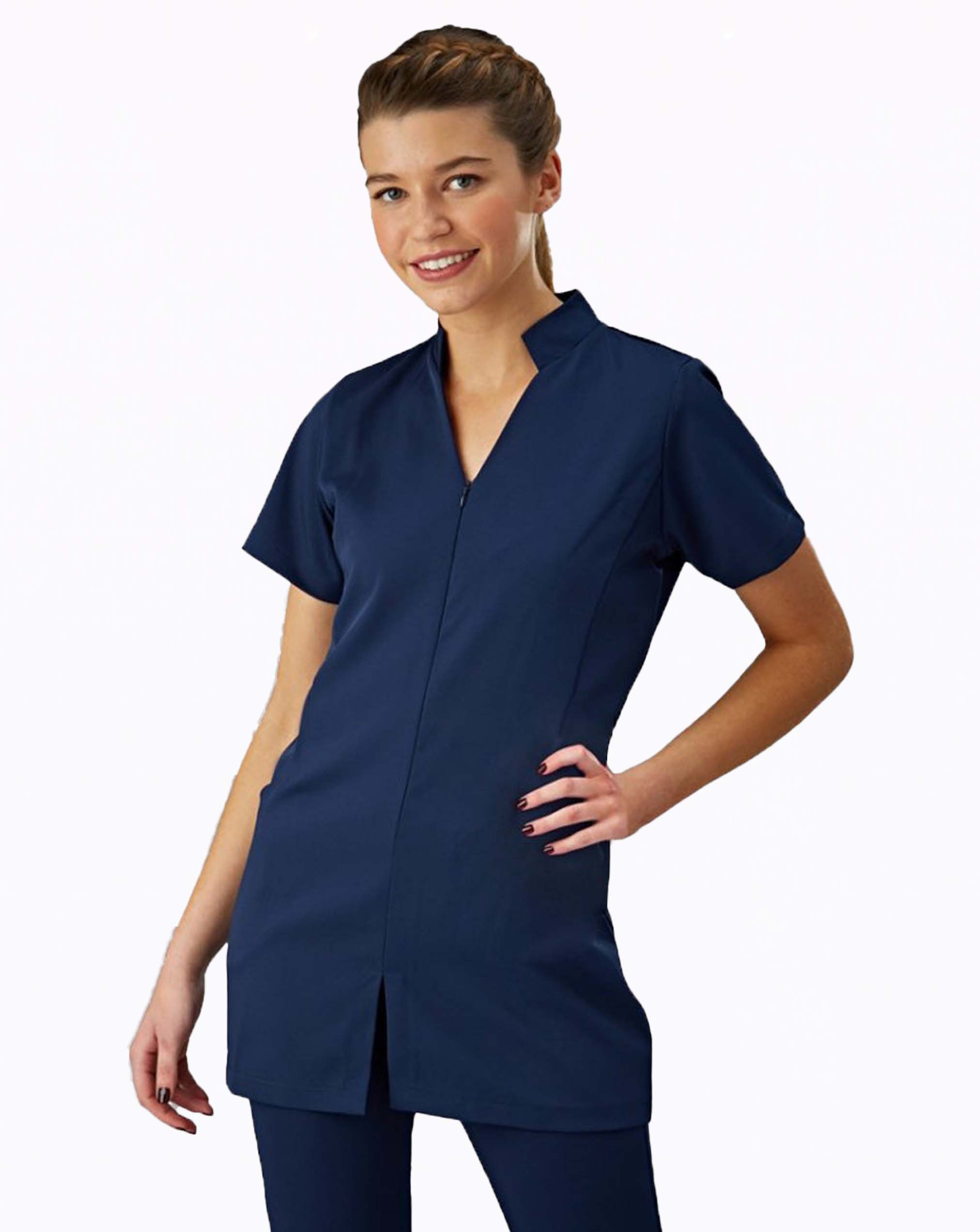 Kensington Mandarin Collar V-neck Tunic - Navy