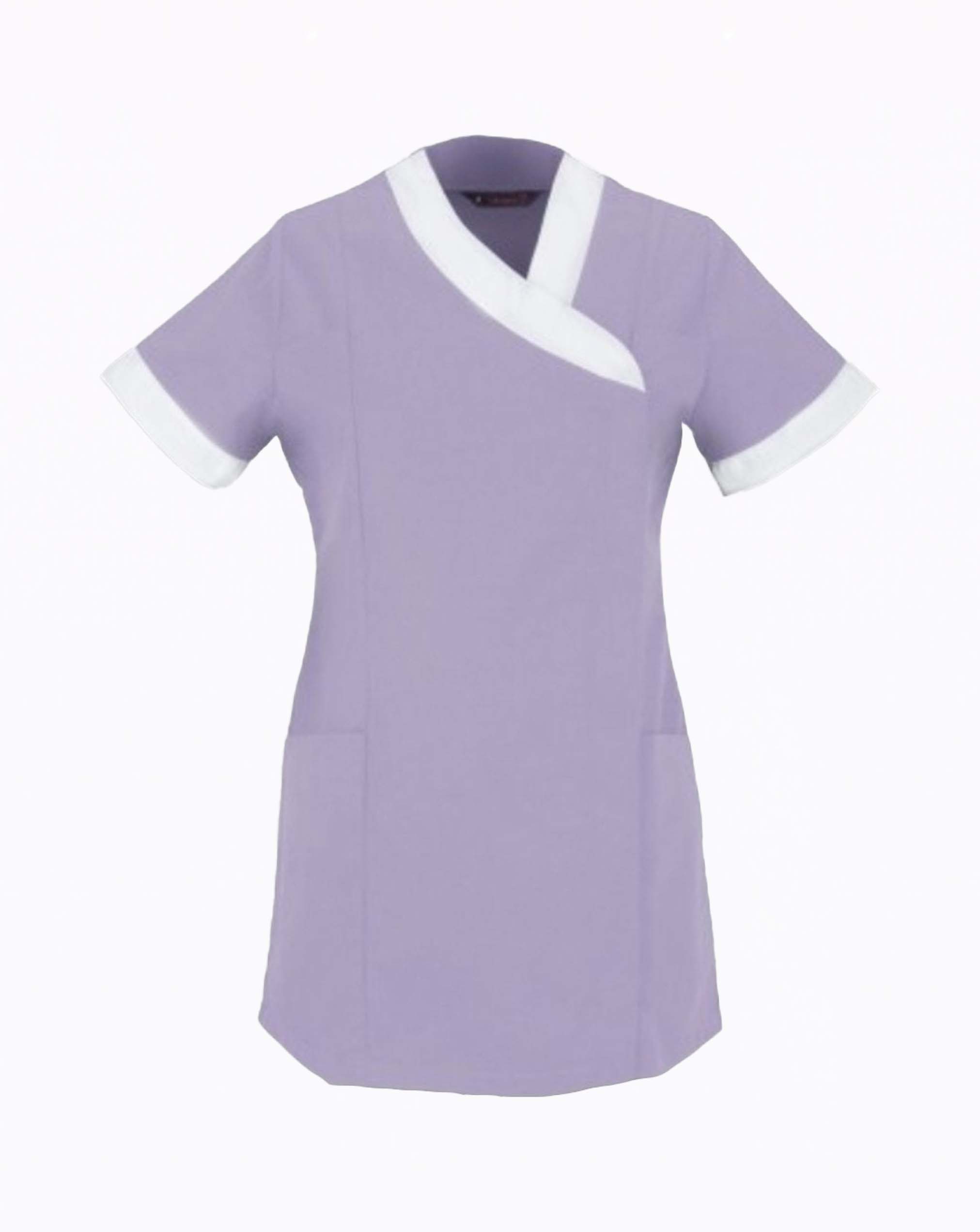 Mercia Asymmetric Contrast Trim Tunic - Lilac / White