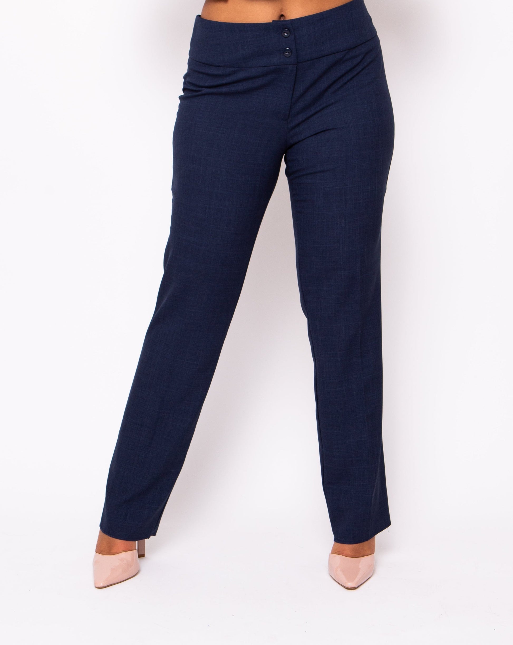 Midnight Navy Blue Trousers for Ladies  Low Waist Cigarette Pants Women –  Salonwear