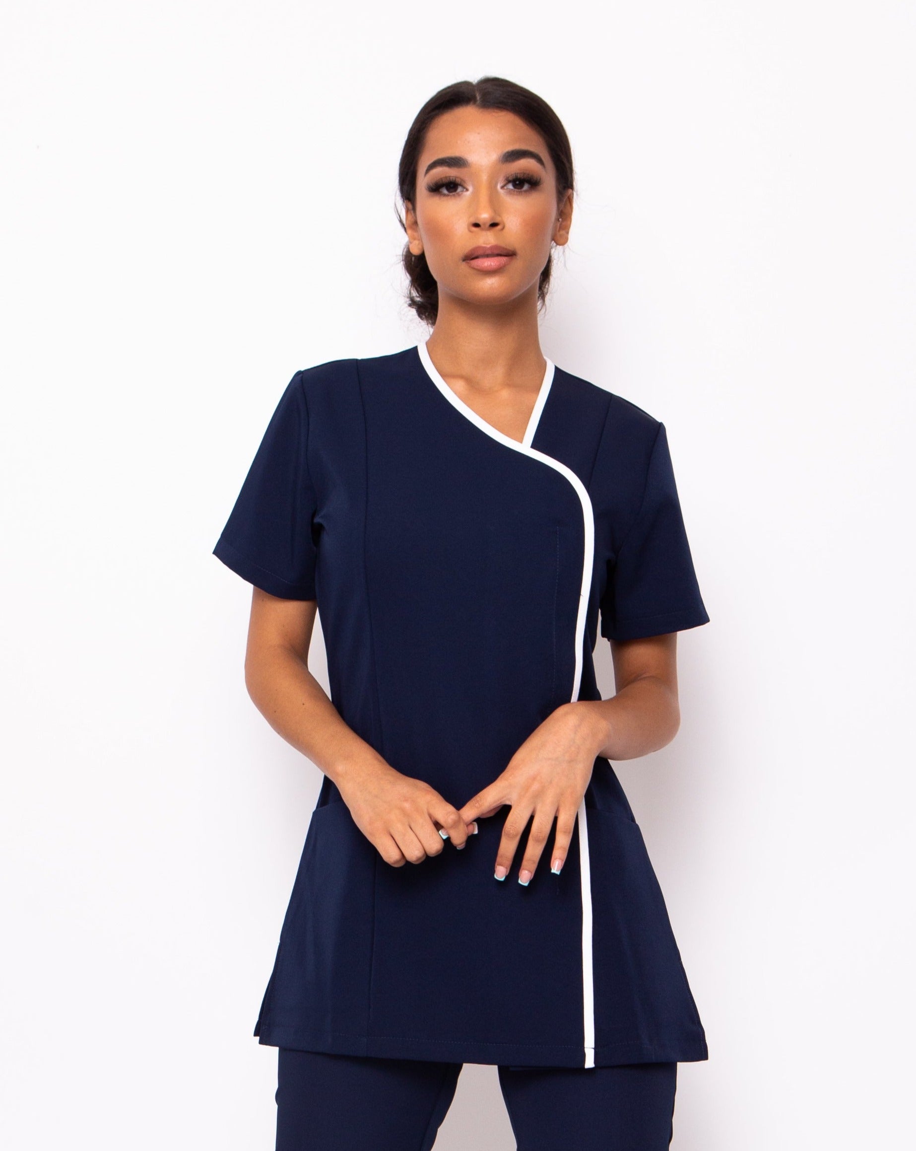 Eternity Asymmetric Beauty Tunic - Navy / White