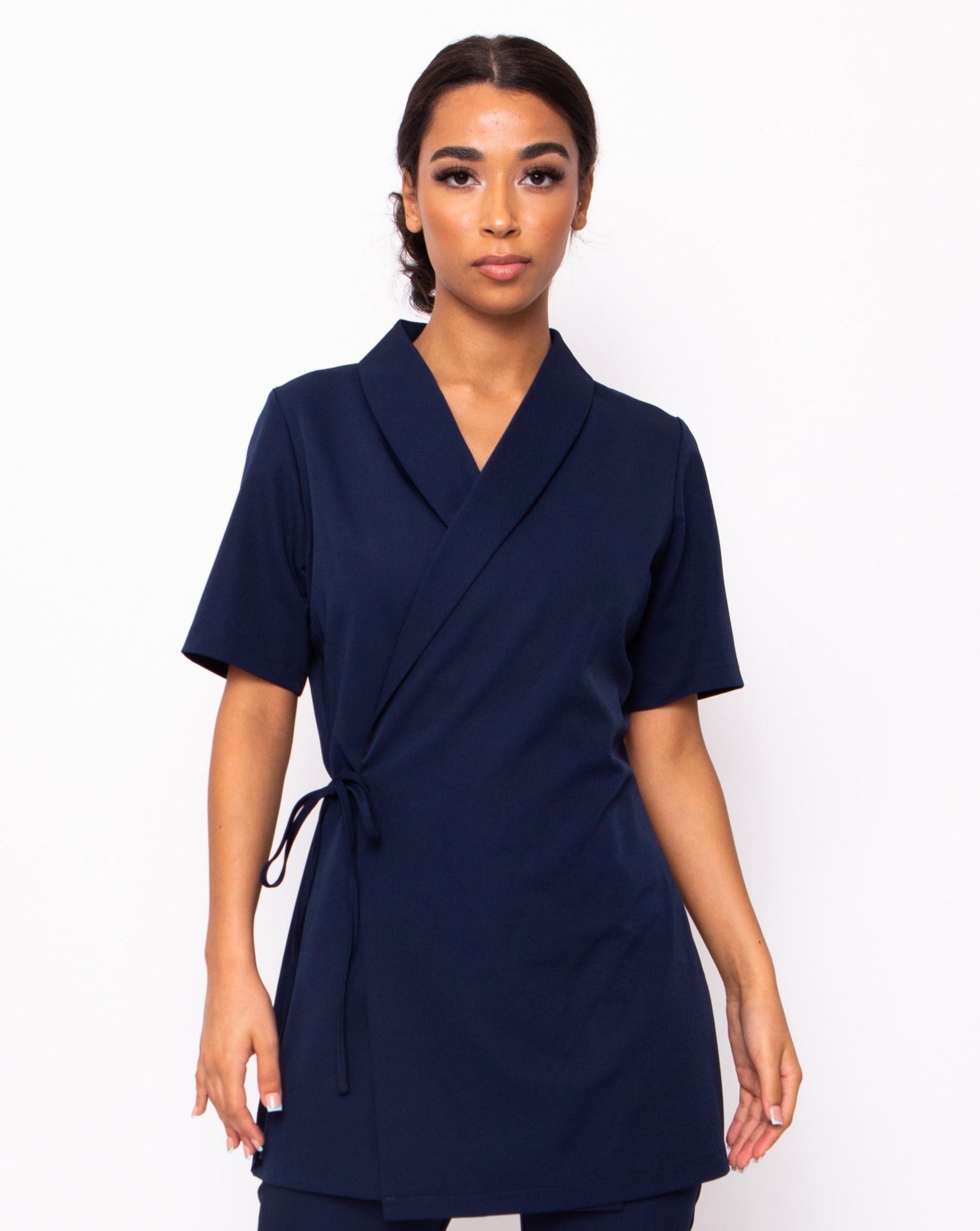 Virtue Adjustable Wrap Front Tunic - Navy