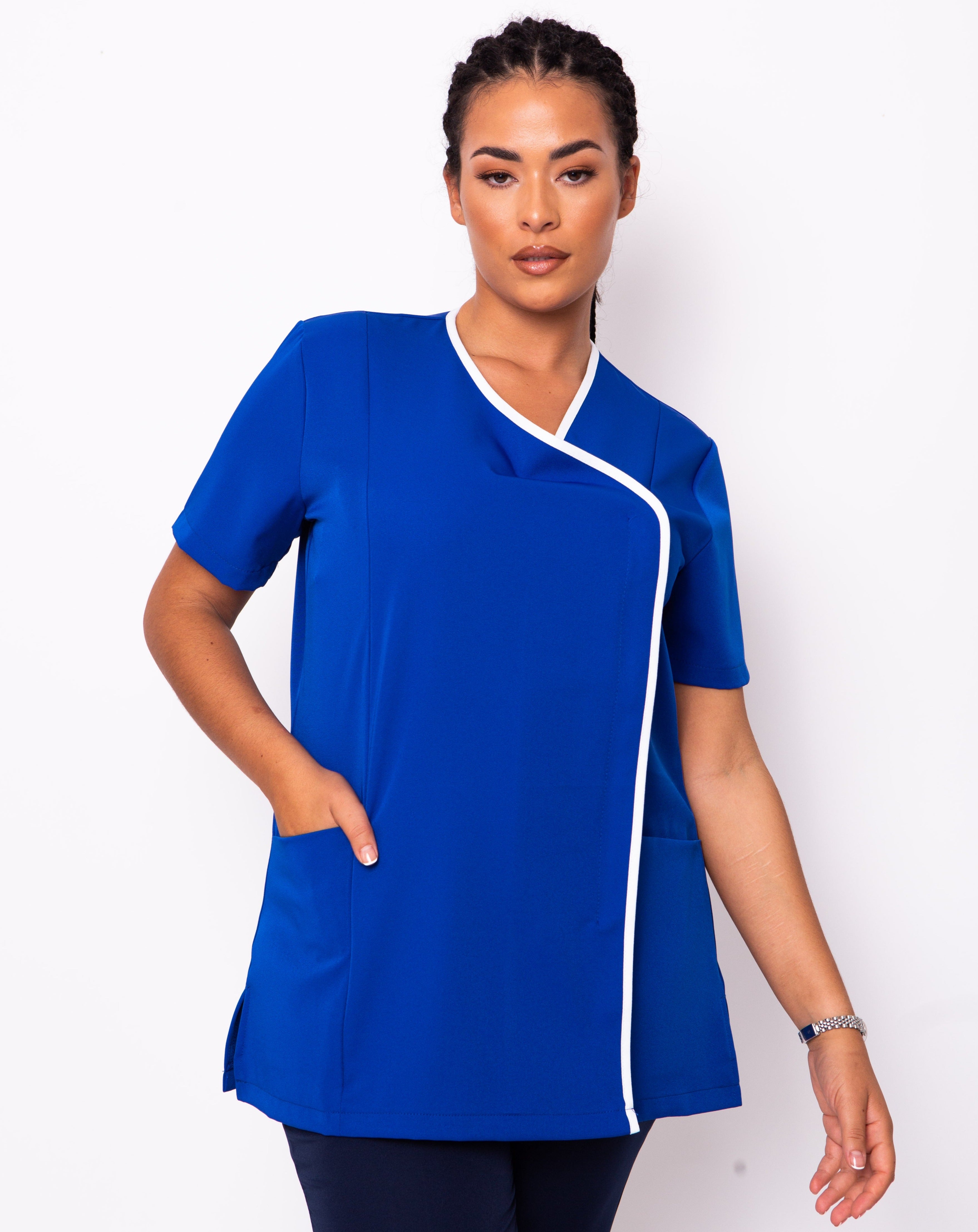 Eternity Asymmetric Beauty Tunic - Royal Blue / White