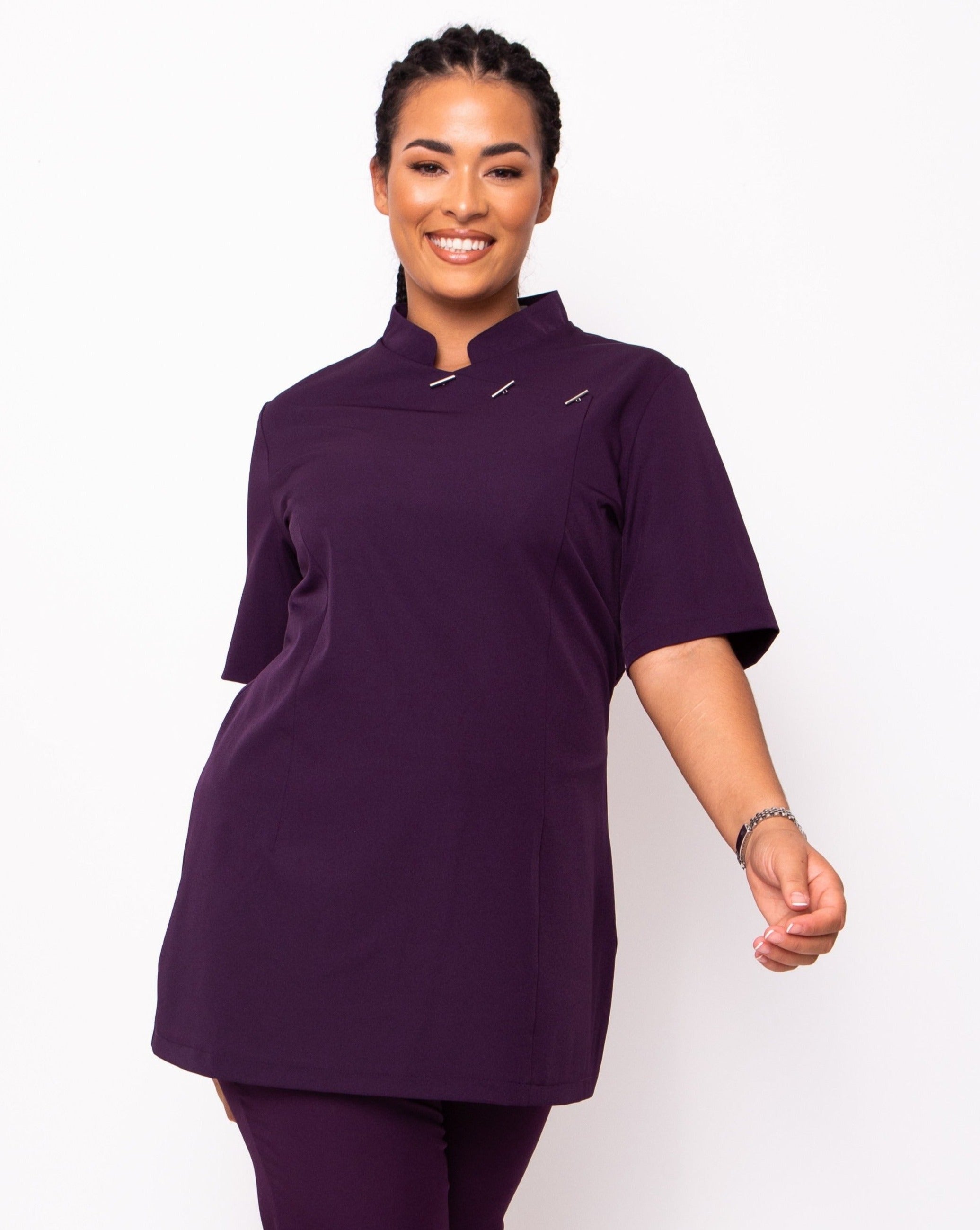 Essence Mandarin Collar Beauty Tunic - Aubergine