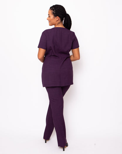 Plum Beauty Tunic and Trousers short sleeve