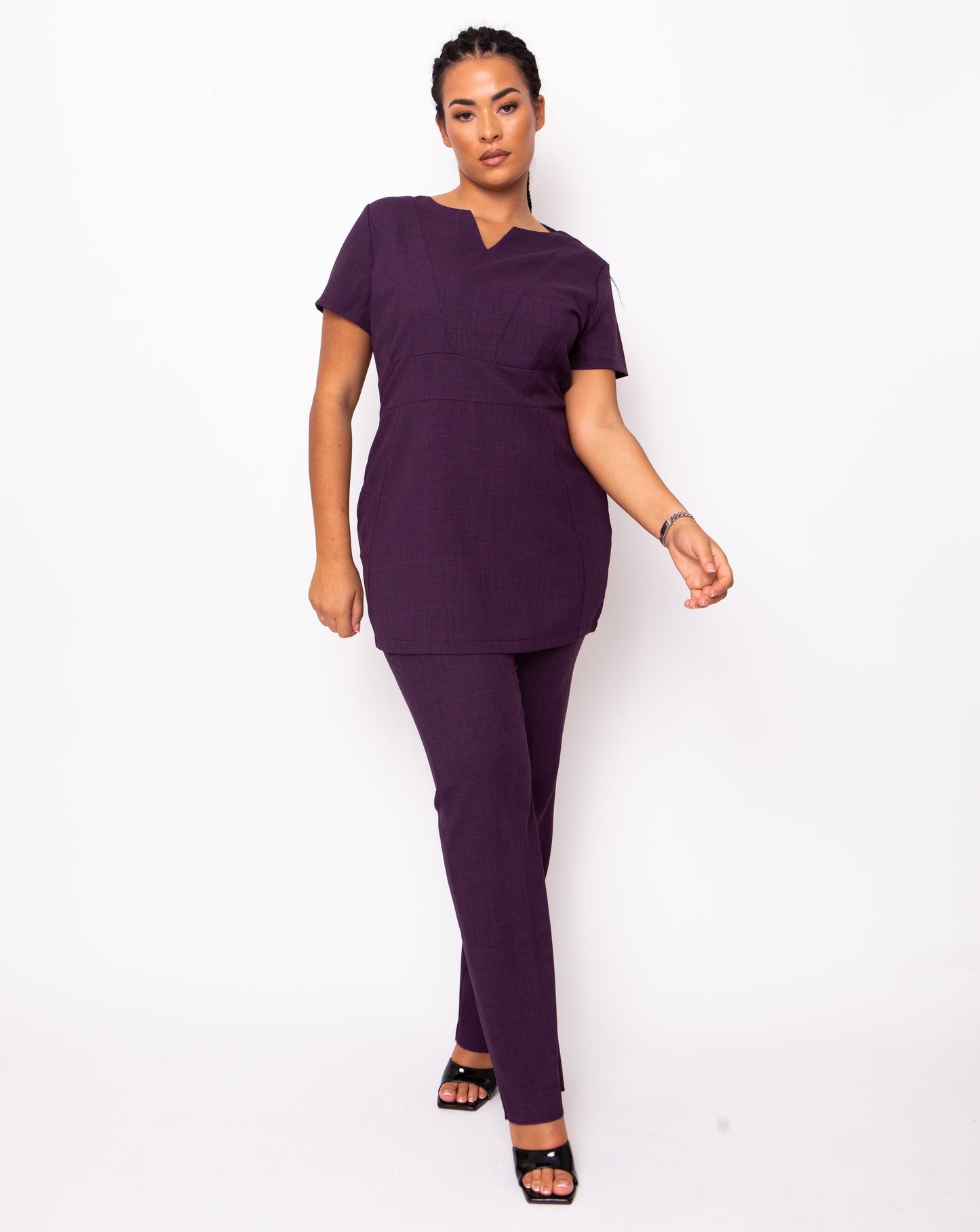 plum v neck beauty tunic and trouser