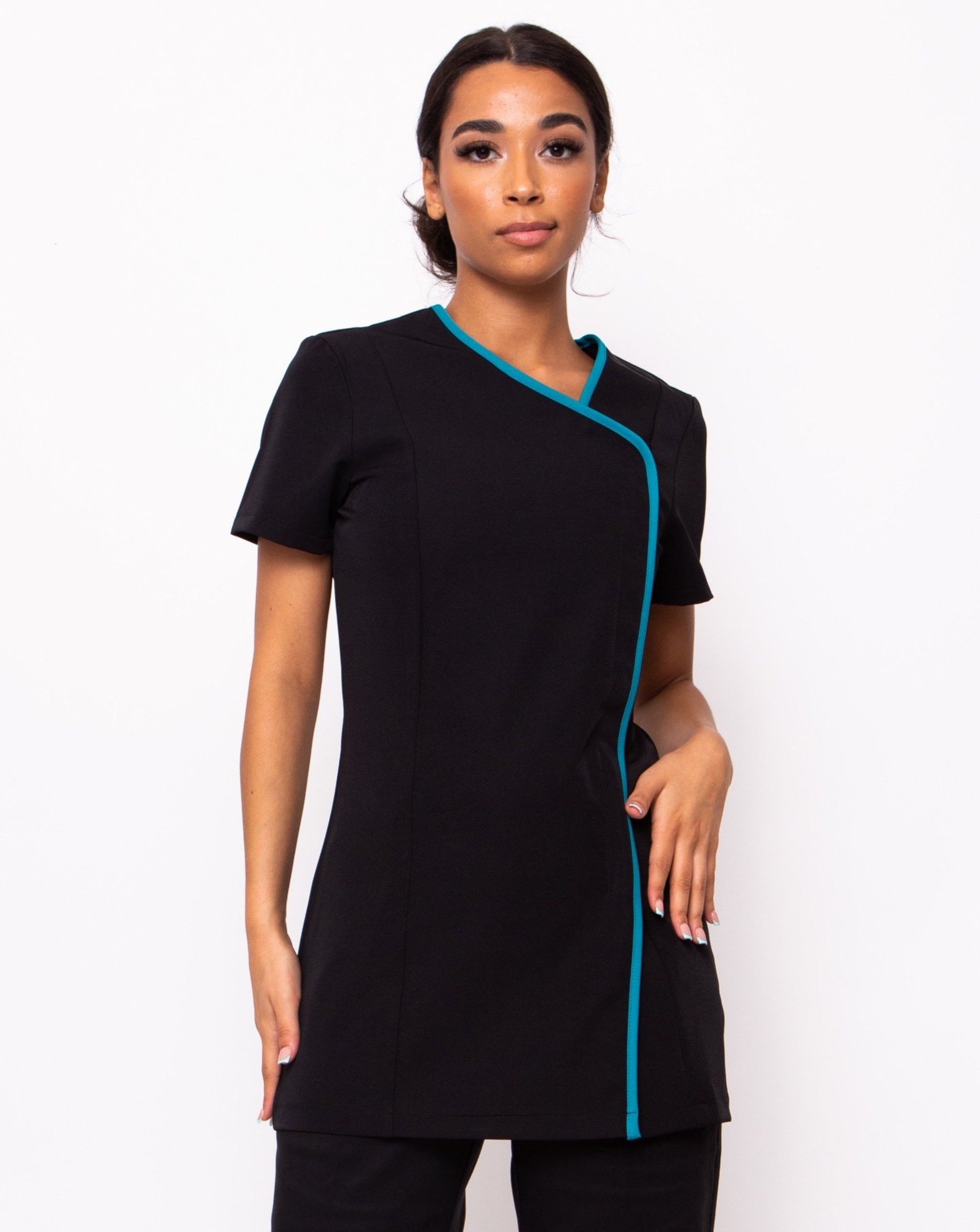 Charm Asymmetric Beauty Tunic - Black / Teal