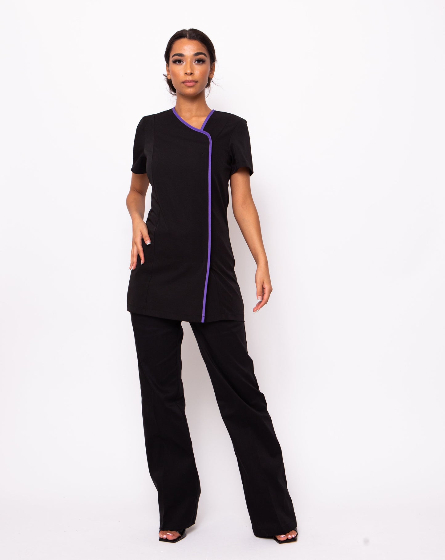 black and purple beauty tunic with trouser