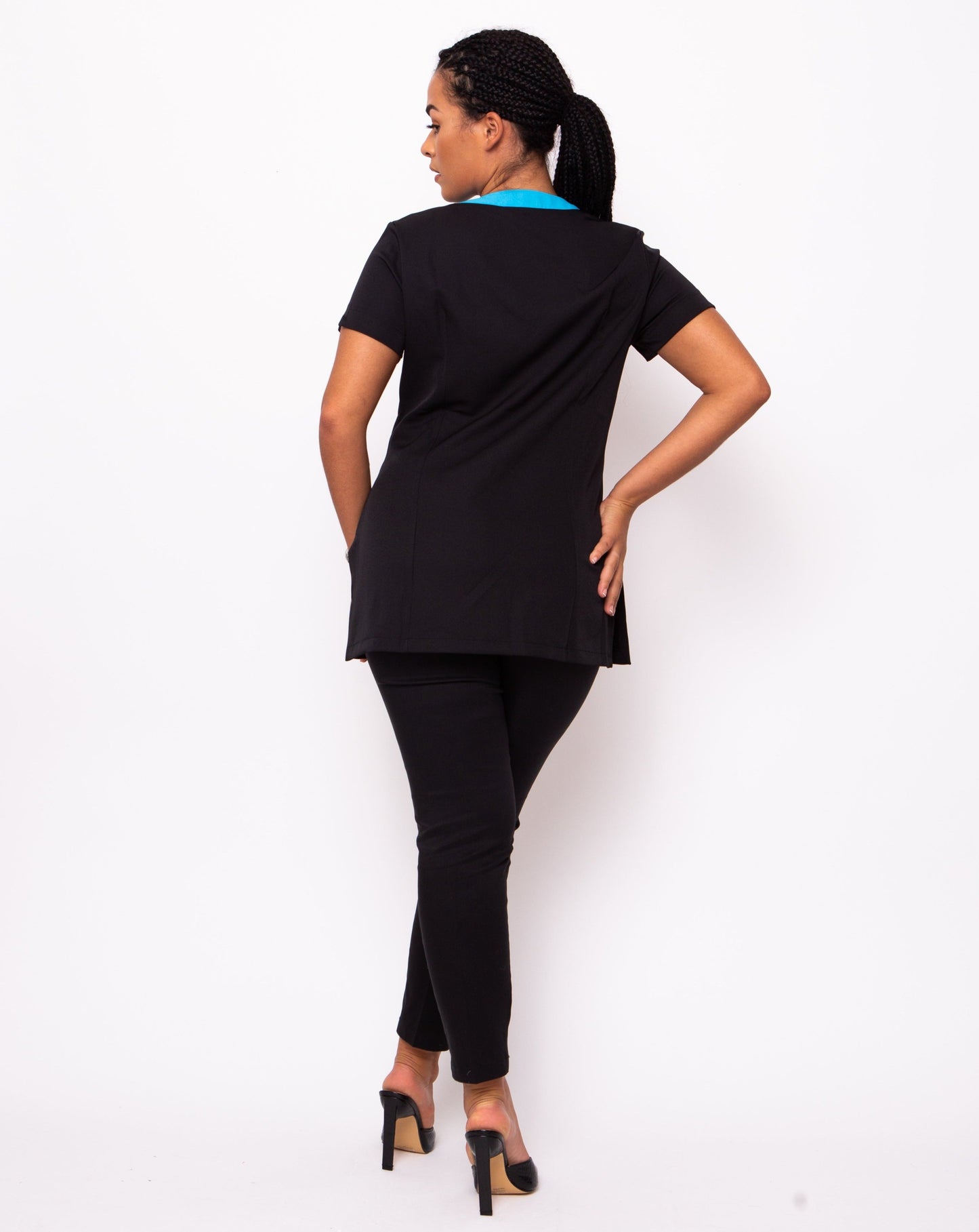 Black and teal beautician tunic