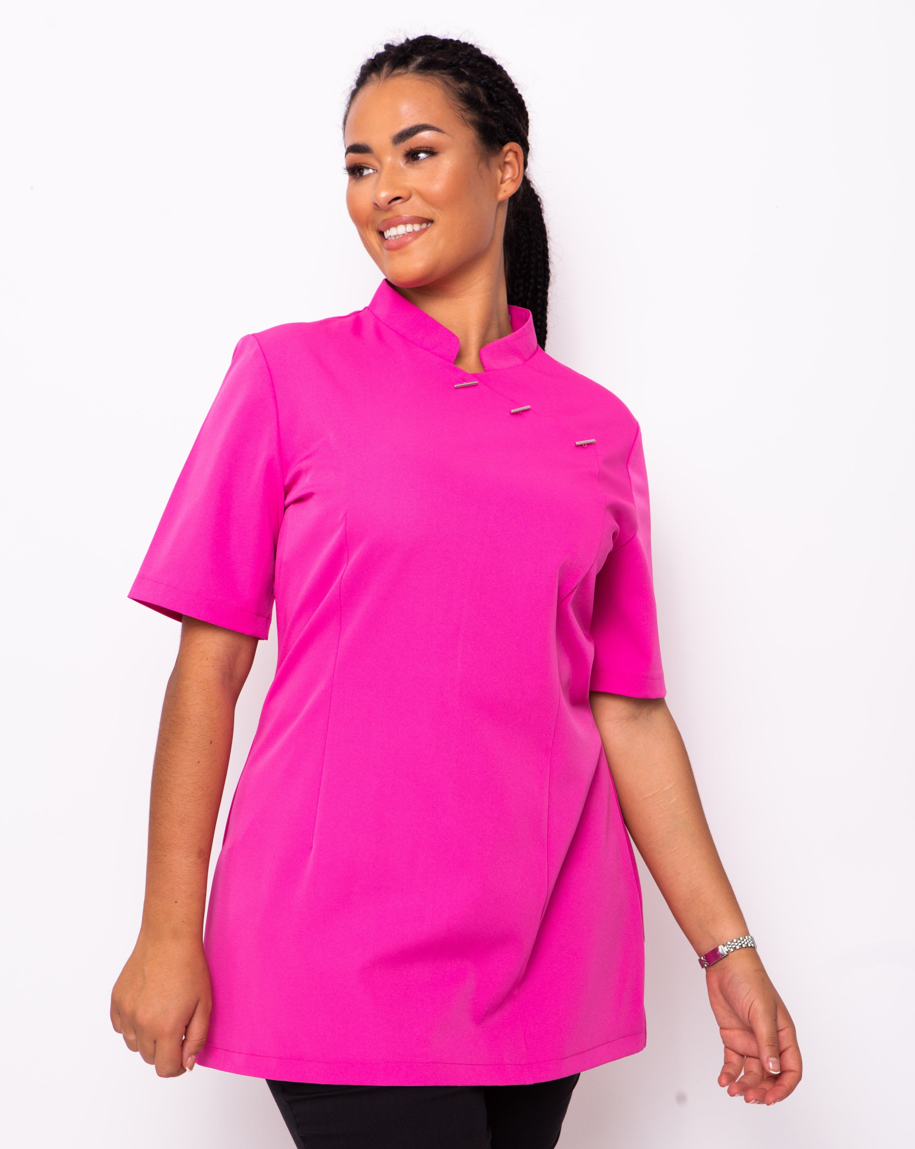 Essence Mandarin Collar Beauty Tunic - Hot Pink