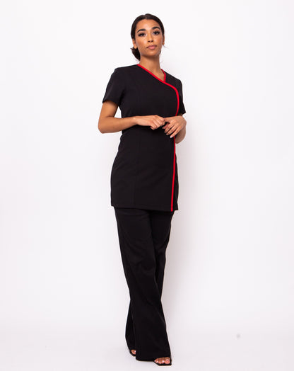 black and red beauty tunic with wide leg trouser