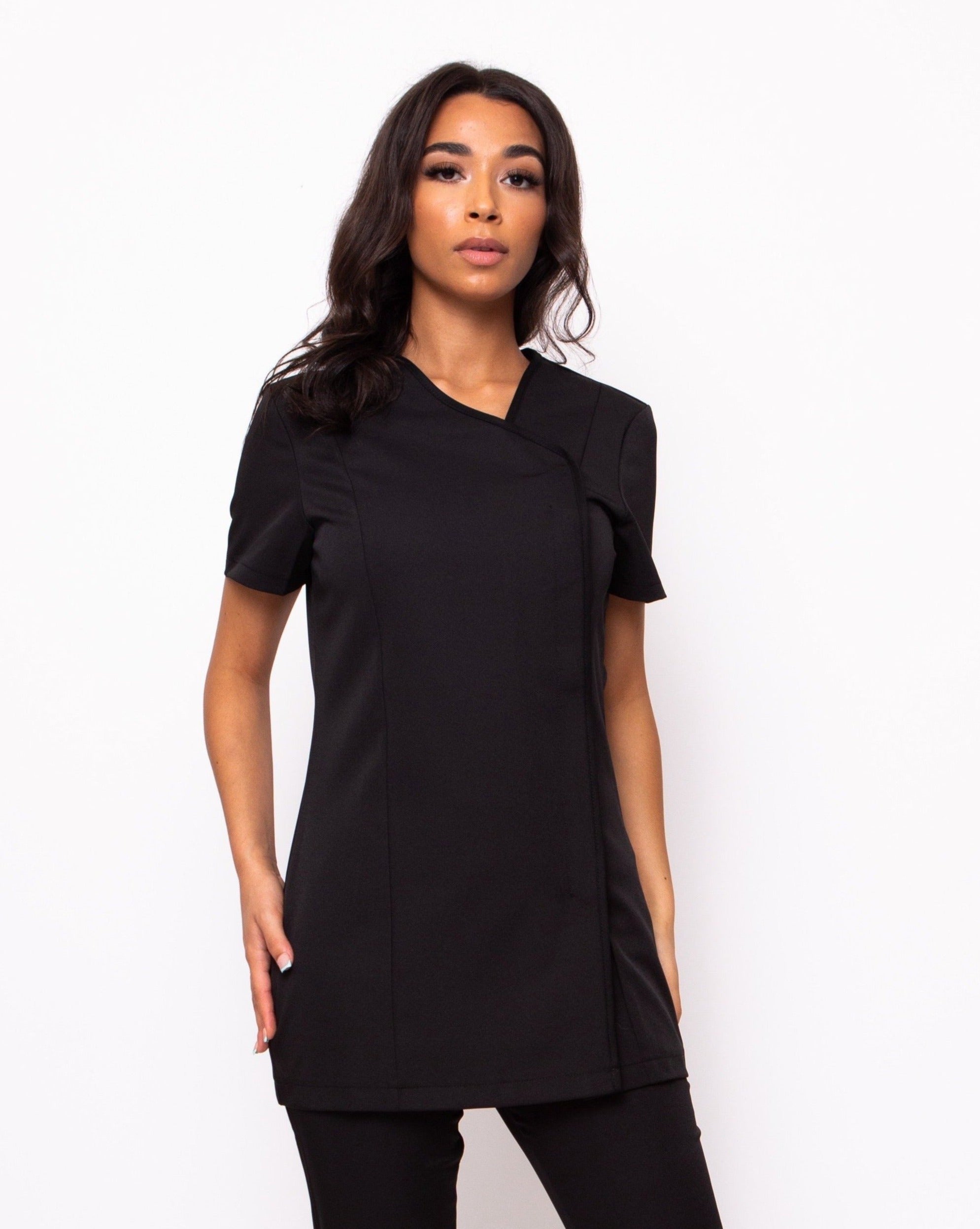 Charisma Asymmetric Salon Tunic - Black