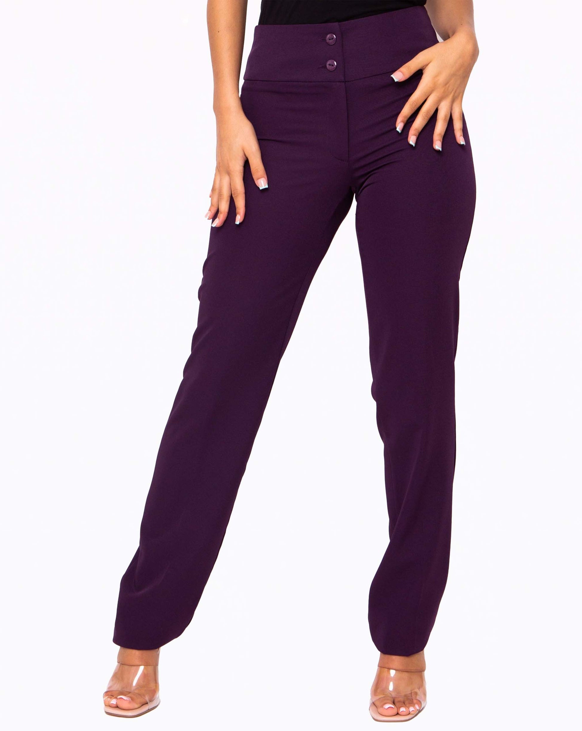 aubergine trousers for women