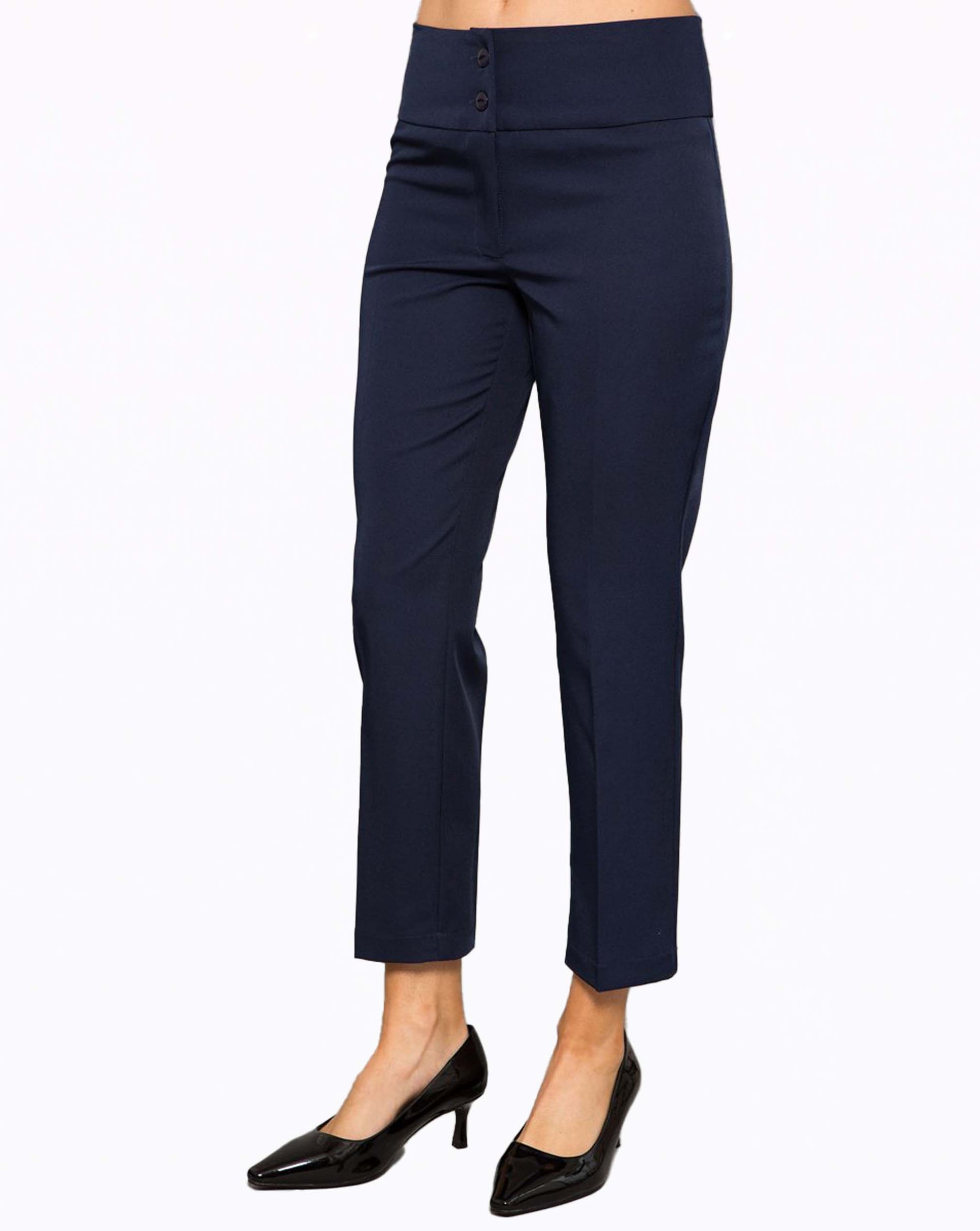 Womens Ankle Grazer Luxury Twill Trousers  Ladies Formal Office Wear Pants  – Salonwear