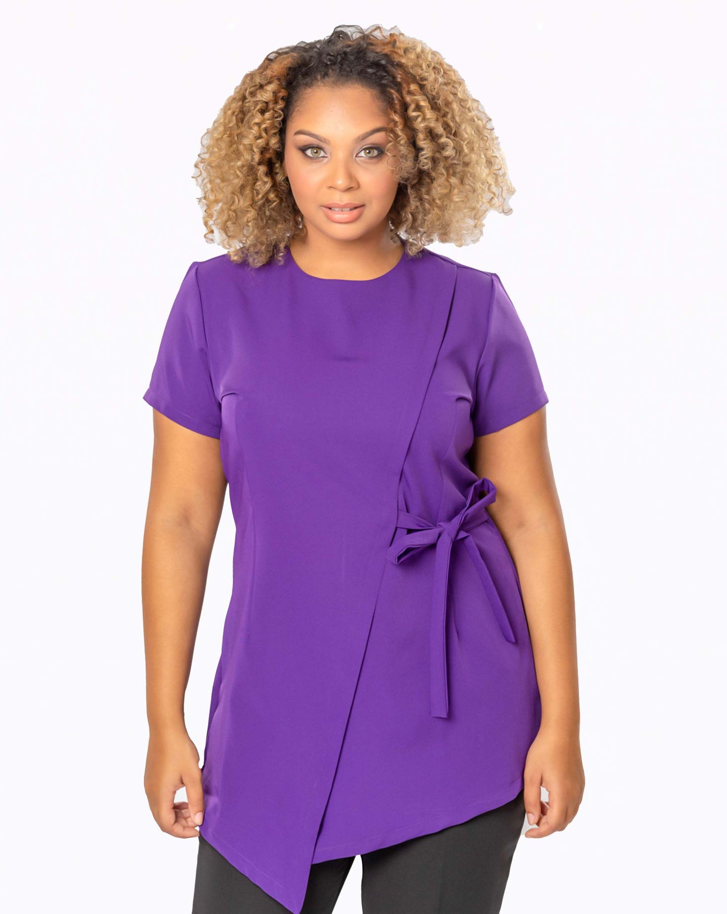 Tranquility Asymmetric Beauty Tunic - Purple (Superior 4-Way Stretch)